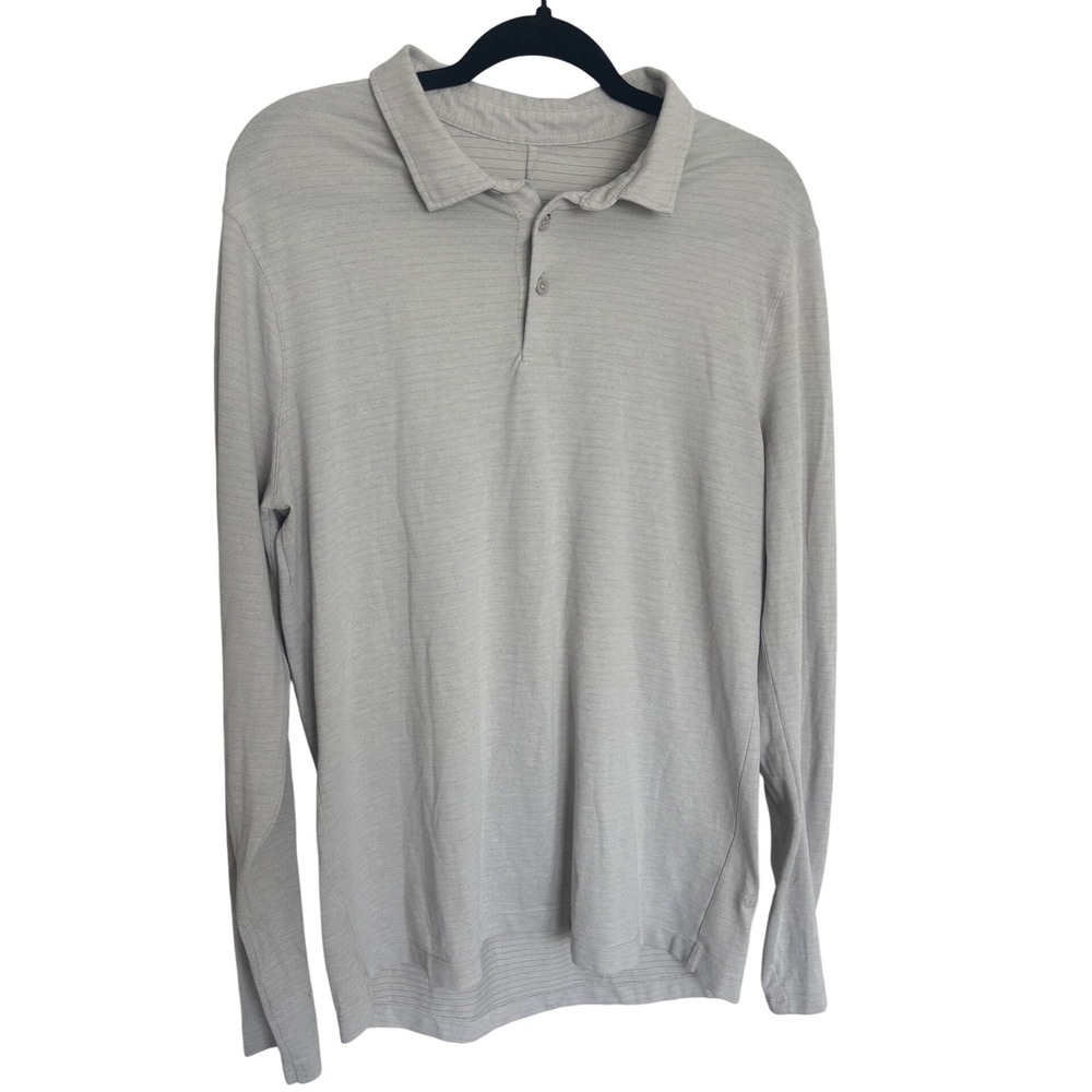 Lululemon Evolution Long Sleeve Polo Shirt Mens Large Grey Heathered Golf Top